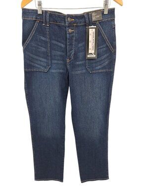 Jordache High Rise Straight Jeans Womens 12 Dark Wash Whiskered